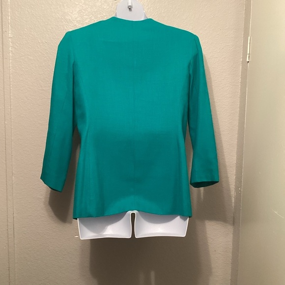 RAFAEL Green and Cream Blazer with 3/4 Sleeves 14 - Picture 4 of 6